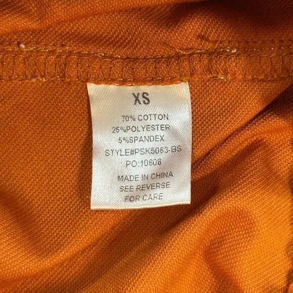 Polagram Paperbag Skirt Womens X-Small Orange Elastic Waist Contrast Stitch Slit - Picture 8 of 8